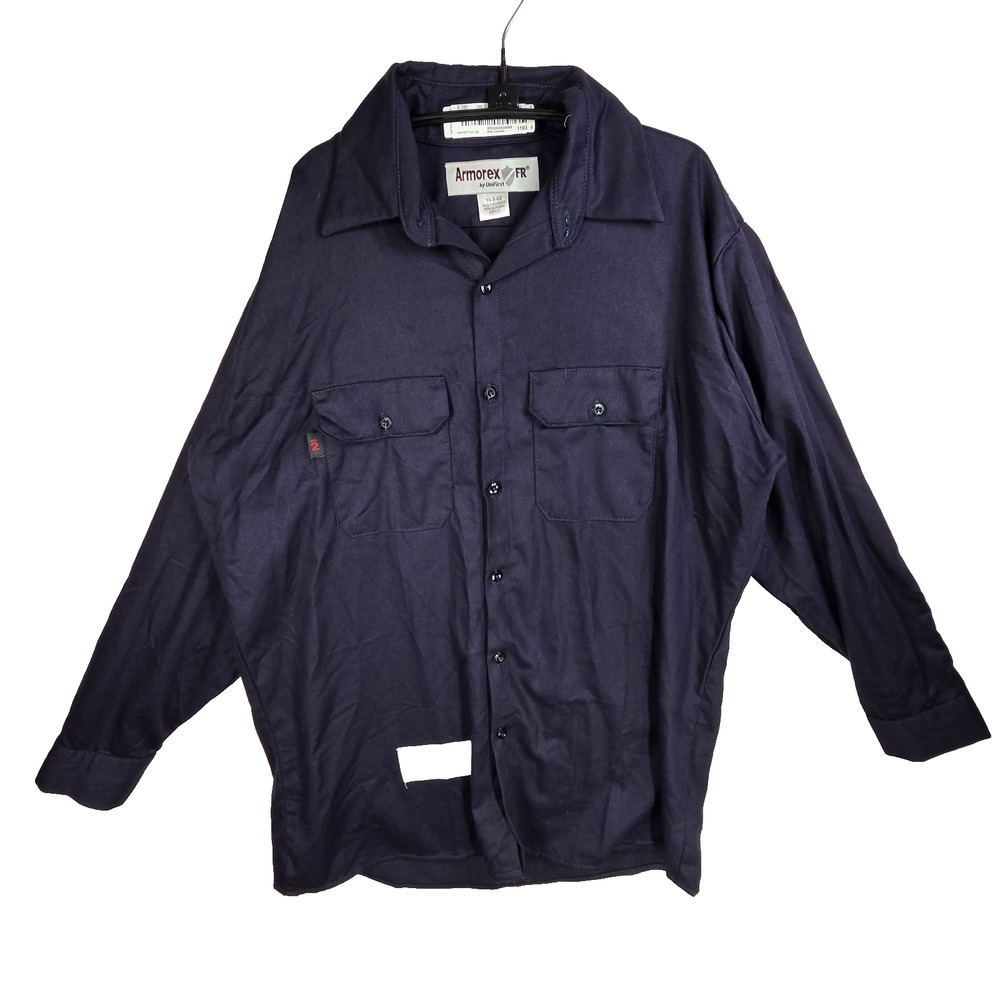 Armorex FR UniFirst Long Sleeve Tan Shirt Mens XXL Blue Workwear Fire Resistant